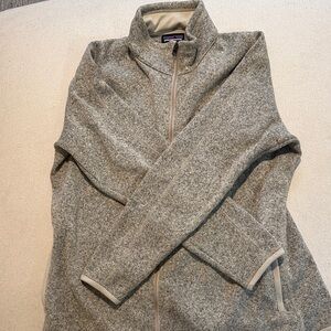 Patagonia Cream and Gray Fleece Jacket